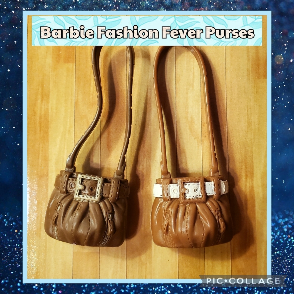 Barbie Fashion Fever Brown Plastic Shoulder Bags Purses Doll Accessories